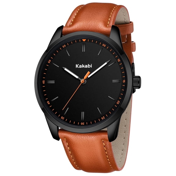 Men’s Quartz Watch with Large Face, Luminous Hands, Hardened Crystal Lens and Leather Strap Waterproof Water for Man | Ideal Gift for Him