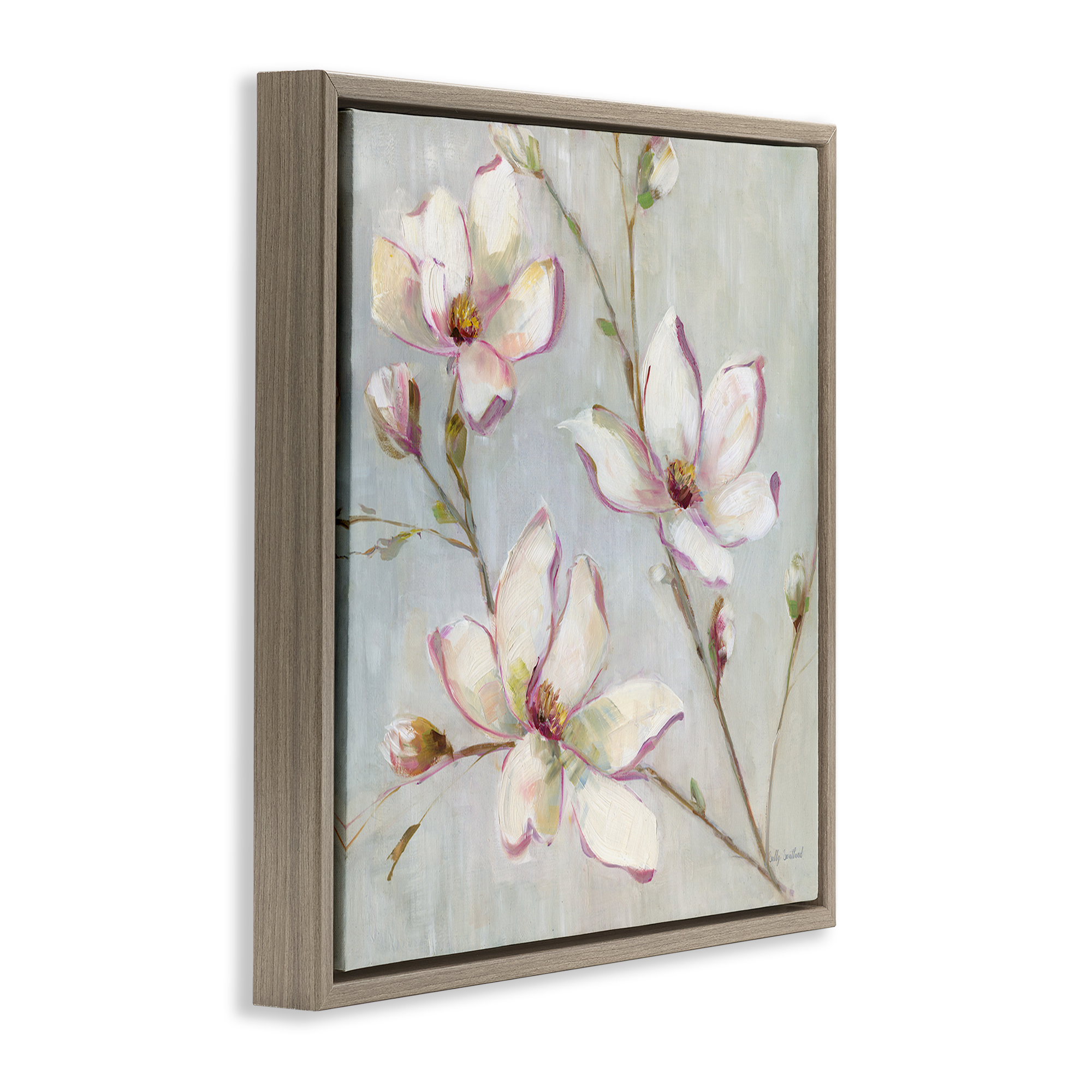 Stupell Industries Traditional Apple Blossoms Botanical & Floral Painting Brown Floater Framed Art Print Wall Art, 25 x 25