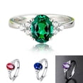 thumbnail image 2 of Anillo de apertura de mujer Qarigey Cobre Metal Geométrico Zirconia Verde, 2 of 6