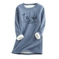 thumbnail image 2 of Titcea Fleece Pullover Women Letter Print Thermal Long Sleeve Crew Neck Sweatshirts Comfort Warm Soft Casual Tops, 2 of 3