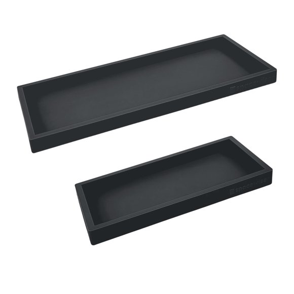 Juego de bandejas Spacewiser para encimera y tocador, 2 unidades, silicona, color negro
