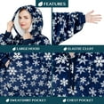 thumbnail image 3 of PAVILIA Blanket Hoodie for Women Blue, Sherpa Wearable Blanket Men, Cozy Oversized Sweatshirt Blanket, Warm Fleece Hooded Blanket Sweater with Sleeves and Giant Pocket, Blue Snowflake, 3 of 8