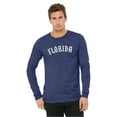 thumbnail image 2 of Daxton Retro Florida Arch Font Long Sleeves T Shirt Soft Medium Weight Cotton, Heather Navy Tee White Font, S, 2 of 2