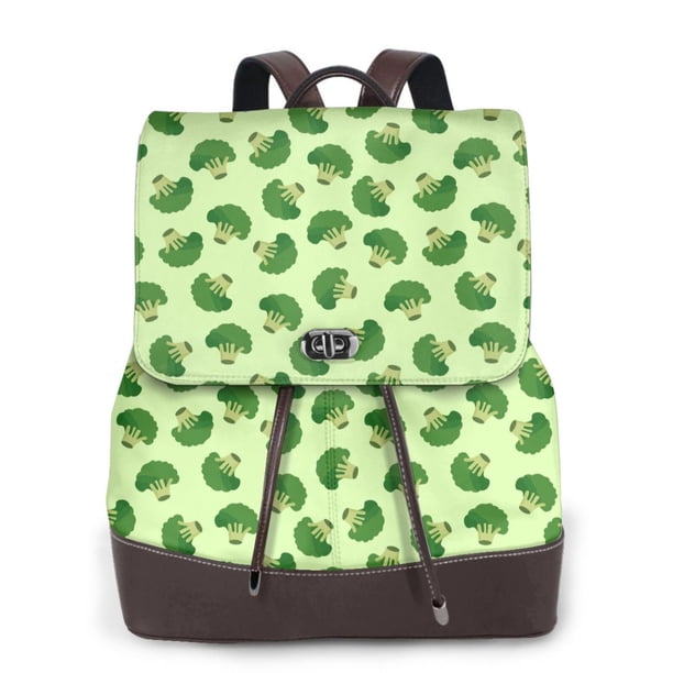 Disketp Broccoli Vegetables Mochila de Cuero para Mujer, Bolso de Espalda Antirrobo con Estilo para Viaje, Trabajo y Uso Diario