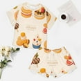 thumbnail image 4 of Cartoon Cake Women's Ruffle Short Sleeve Tops And Shorts Cute Peeps Bunny Pajamas Sets, 4 of 7