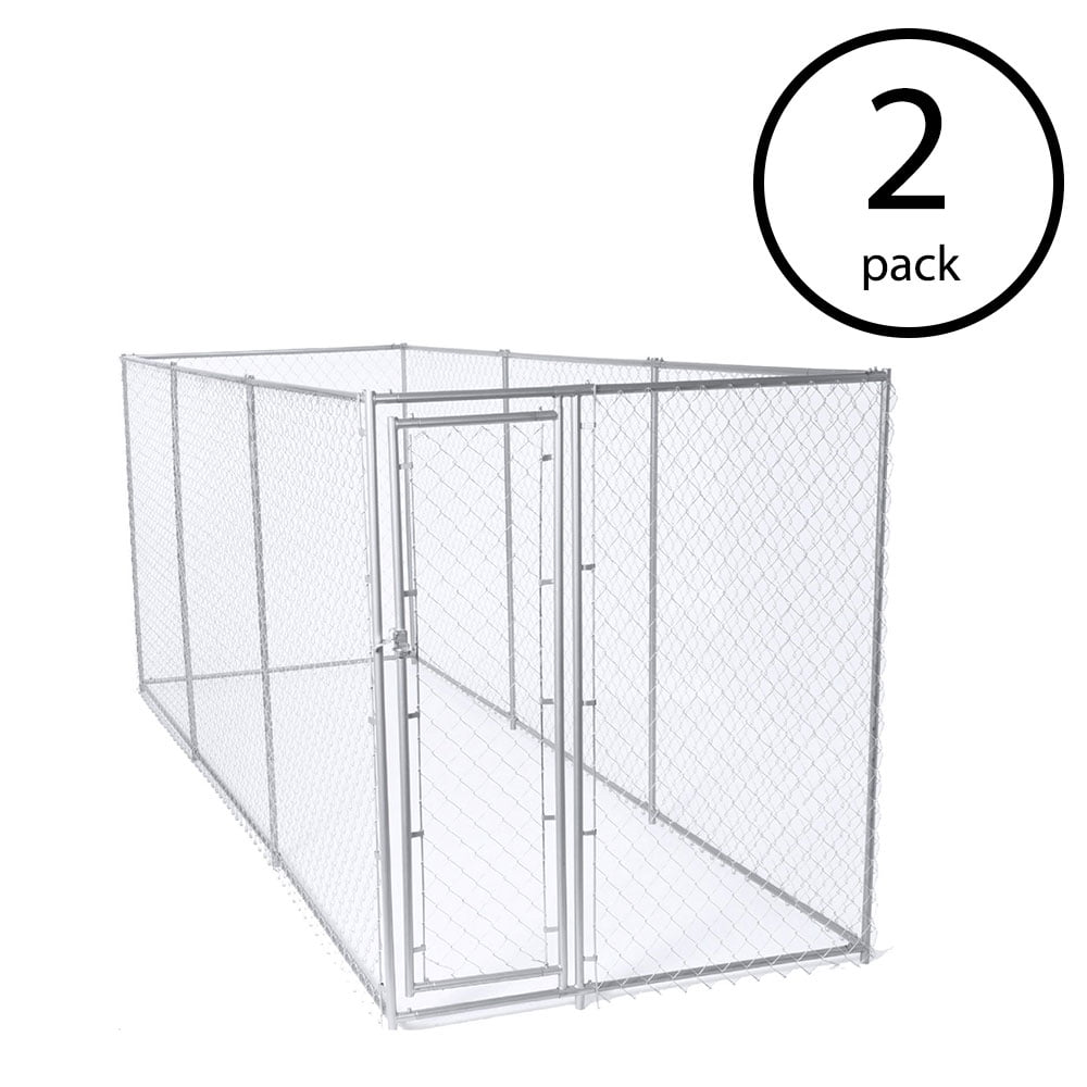 Lucky Dog Outdoor Chain Link Dog Kennel, Silver, 10'L x 10'W x 6H, 2