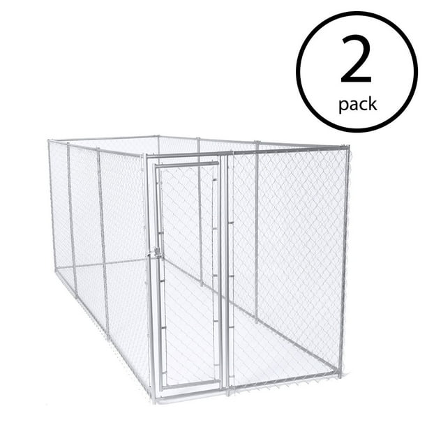 Lucky Dog Outdoor Chain Link Dog Kennel, Silver, 10'L x 10'W x 6H, 2