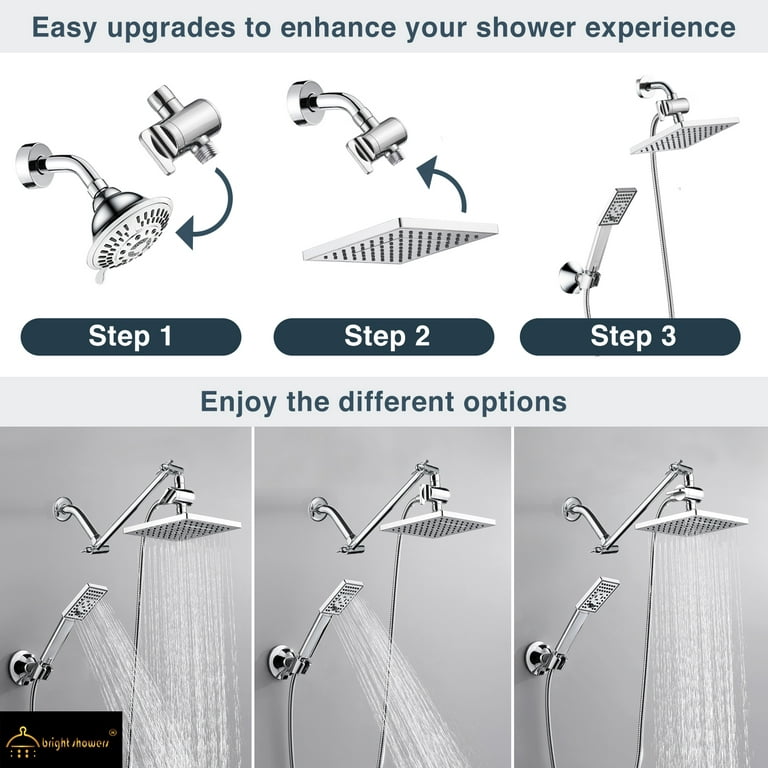BRIGHT SHOWERS Handheld Shower Head Holder with Dual Angle Positions, Wall  Suction Bracket Includes Adhesive 3M Disc, No Tools Required and Easy