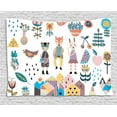 thumbnail image 1 of Cartoon Tapestry, Hand Drawn Fox Bunny and Bear with Human Clothing Scandinavian Style Cartoon Motifs, Wall Hanging for Bedroom Living Room Dorm Decor, 60W X 40L Inches, Multicolor, by Ambesonne, 1 of 2