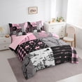 thumbnail image 3 of Homewish Tribal Sheep Skeleton Twin Bedding Sets 7-Piece, Pink Grey Buffalo Checkered Bedding Comforter Set, Rustic Western Hunting Reversible Sheet Sets, Lightweight Room Decor, 3 of 7