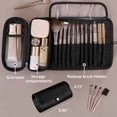 thumbnail image 2 of Leather Makeup Brush Case, Professional Makeup Organizer Roll Bag for Travel, Black, 2 of 7