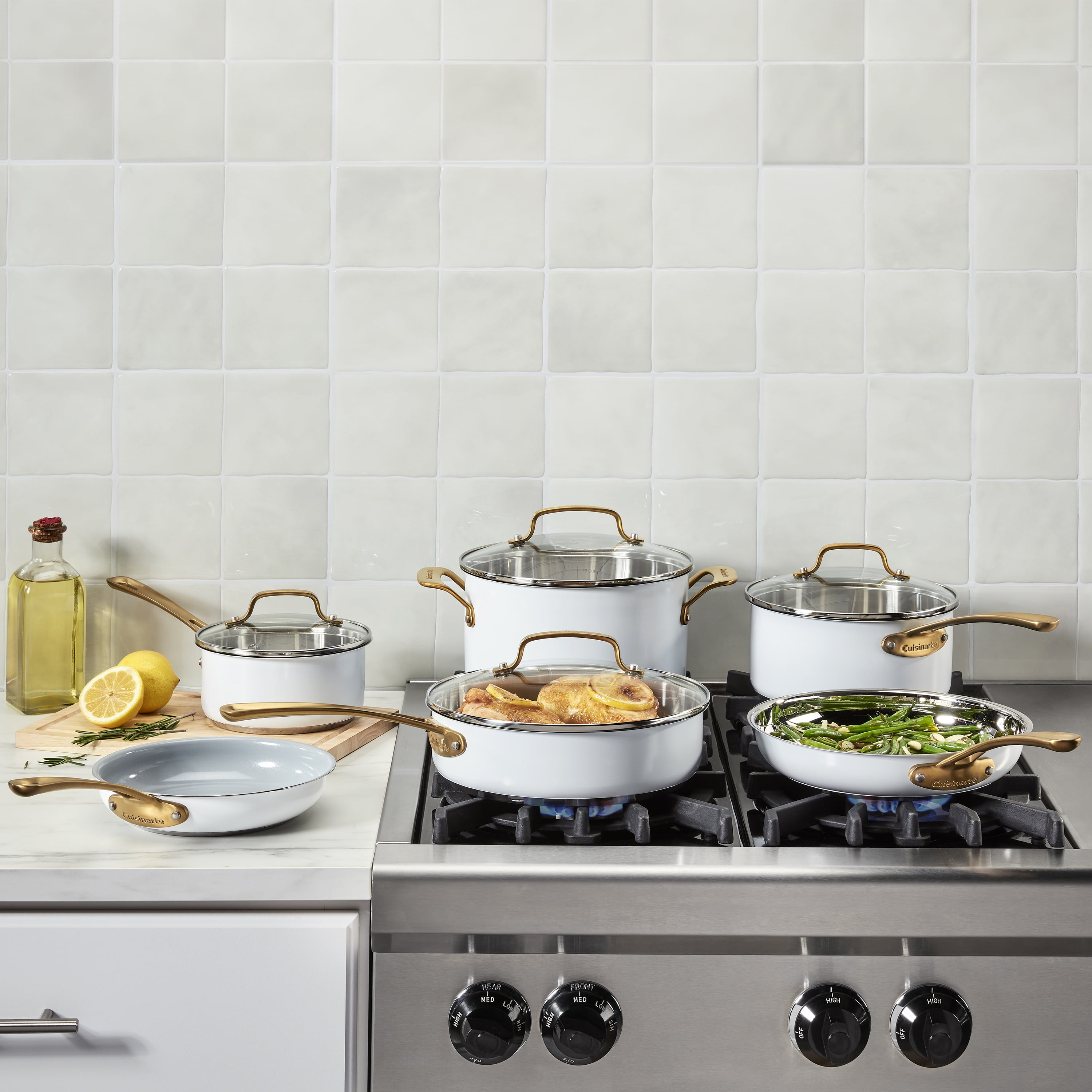 Cuisinart Chef’s Classic 10-Piece Stainless Steel Cookware Set, Matte White