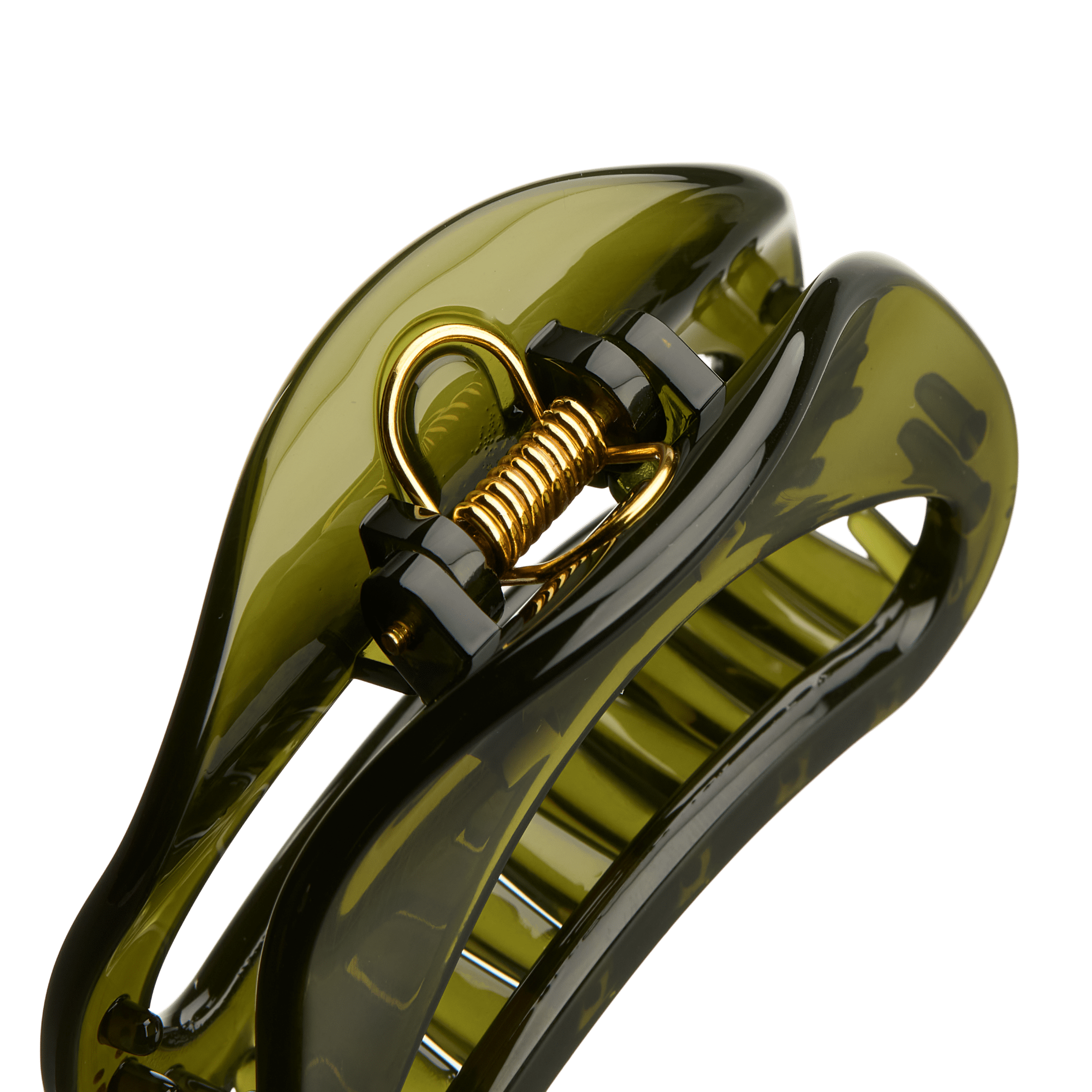 Scunci Luxe by Conair Open Oval Claw Clips, Brown & Deep Green with Gold-Tone Accents, 2 Count