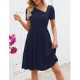thumbnail image 5 of Merokeety Womens Summer Work Dresses Asymmetrical Casual Mini Dresses Navy l, 5 of 5