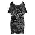 thumbnail image 3 of Paisley Pattern Women's Off The Shoulder Ruffles Summer Wedding Guest Loose Casual Party Beach Dress, 3 of 9
