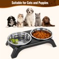 thumbnail image 7 of YOYAHATEM Elevated Cat Bowl Set with 2 Stainless Steel Bowls, Anti-Vomiting Raised Design, Anti-Slip Stand, Black, 7 of 7