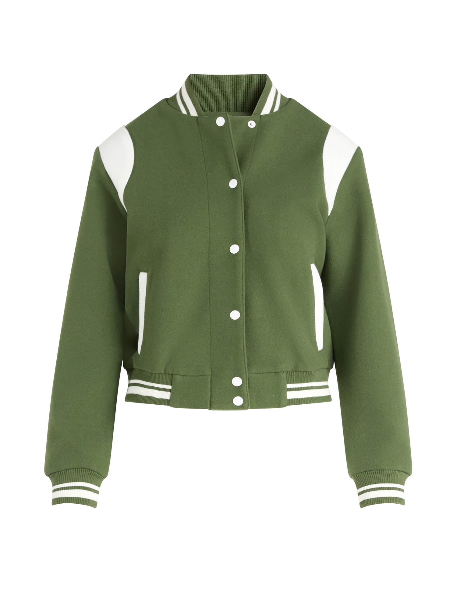 Free Assembly Women's and Women's Plus Faux Wool Varsity Jacket, Sizes XS-4X