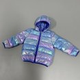 thumbnail image 2 of SEAOPEN 3-10 Years Girls Metallic Shine Hooded Puffer Jacket Packable Warmth Padded Winter Coat Blue,130, 2 of 3