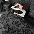 thumbnail image 4 of meiyoeat Gothic Skull Moth 7pcs Queen Bedding,Rustic Damask Floral Bedding Comforter Set Queen For Men Women, Black Gray,Black Reversible, 4 of 7