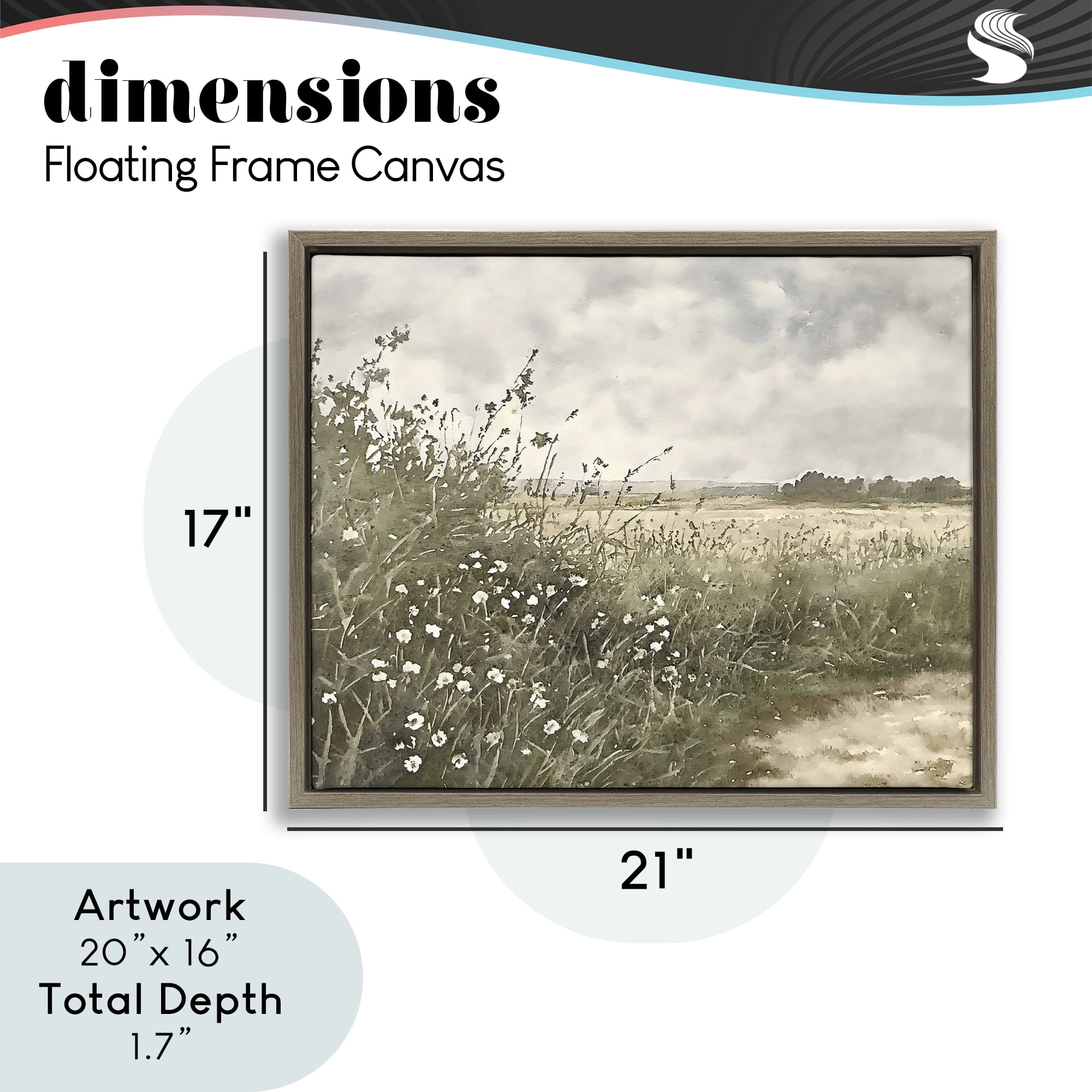 Stupell Industries Soft Meadow Landscape at Dusk Brown Framed Floater Canvas Wall Art, design by Riley B
