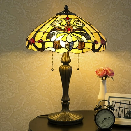 - Cloud Mountain Victorian Floral Stained Glass Table Lamp