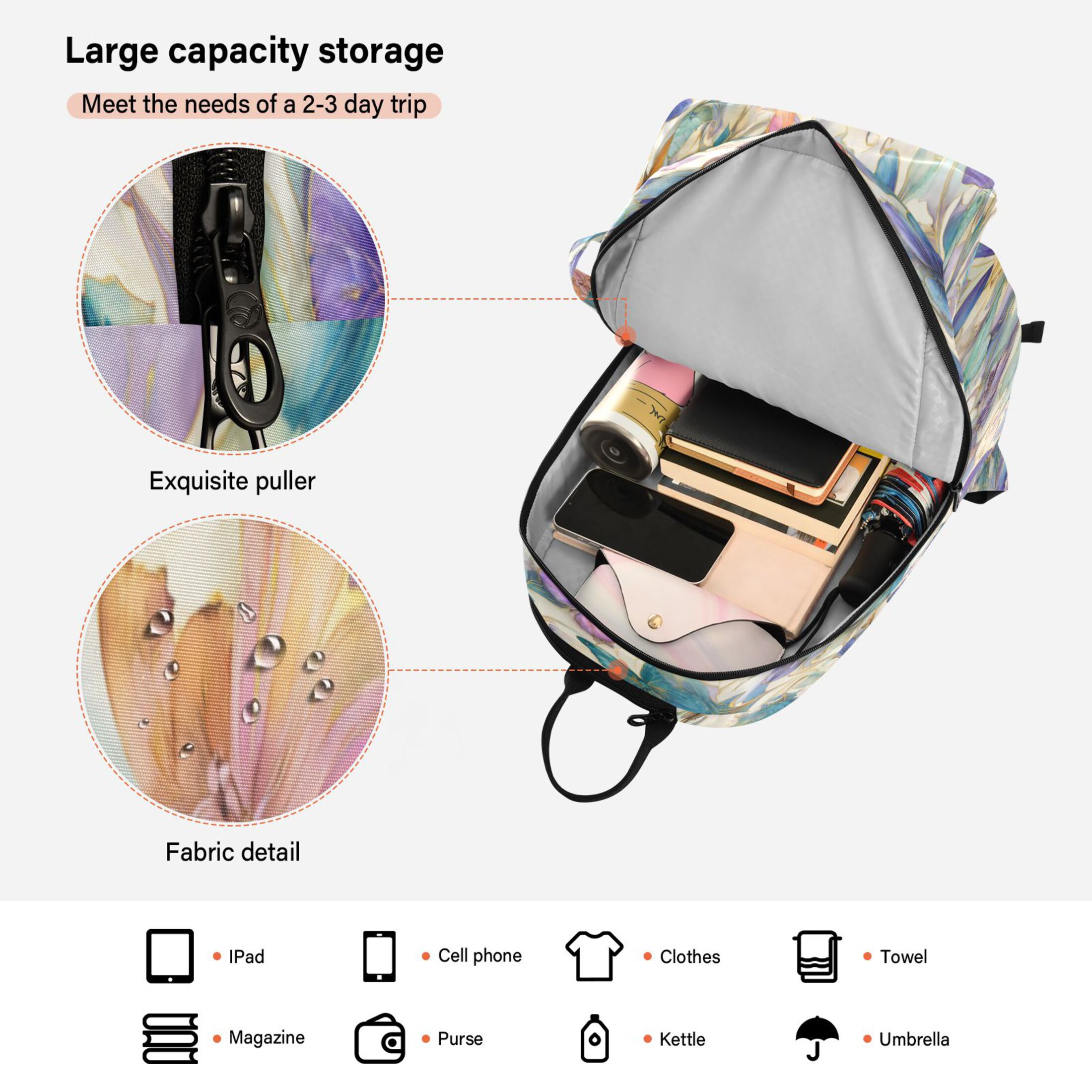 2 Racquet Holder Tennis Backpack Tennis Racket Covers Gym Bags Elegant Watercolor Butterfly Painting