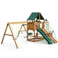 Gorilla Playsets Frontier Wooden Swing Set with Green Vinyl Canopy