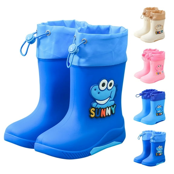 Otqutp Boys Girls Dinosaur Rainboots Easy-On Lightweight Waterproof Rubber Boots Adjustable Outdoor Playing Rain Boots