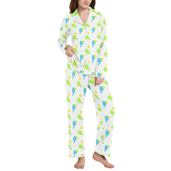 joogoo Pajamas Set for Women Pickle Balls Long Sleeve Pjs Loungewear L
