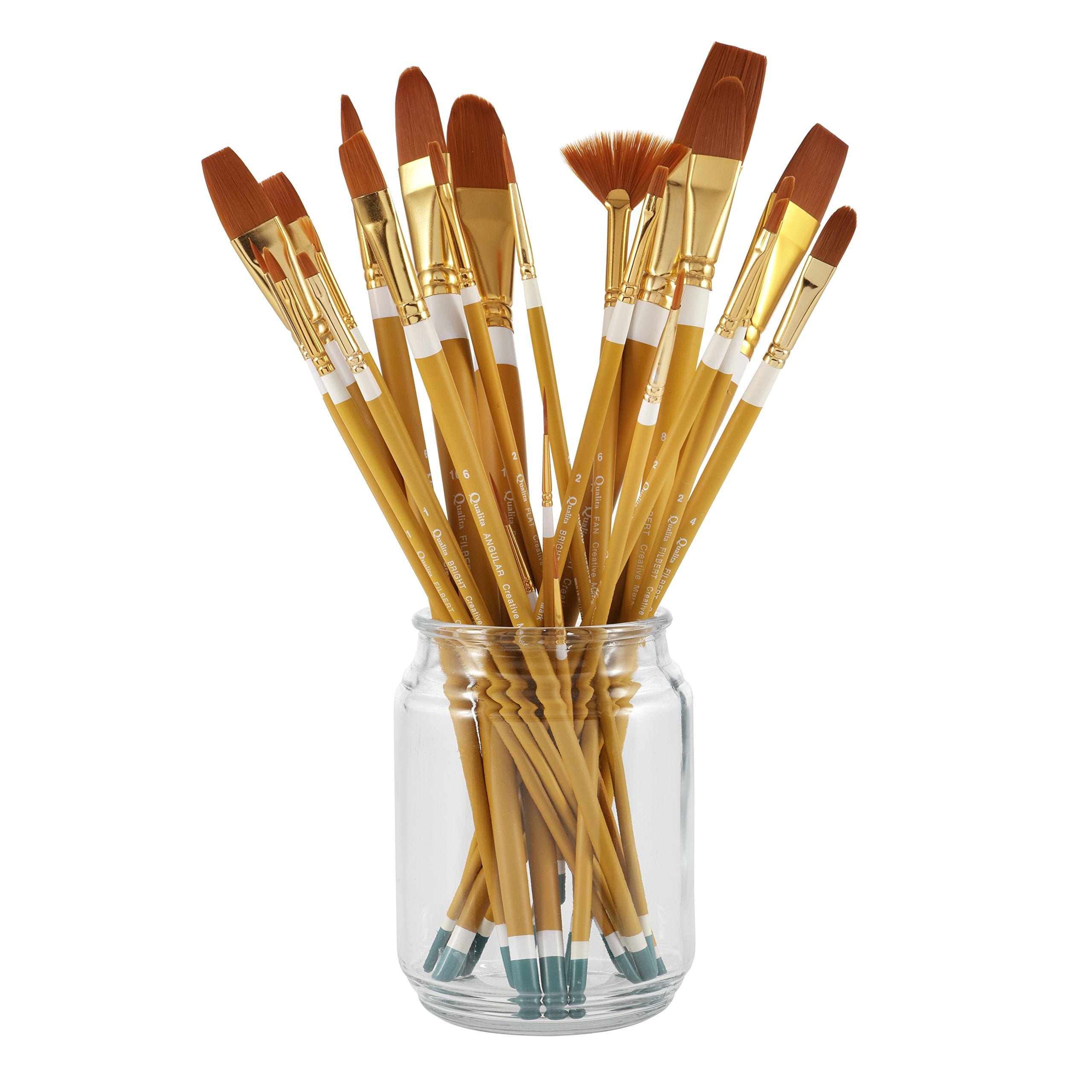 Creative Mark Paint Brush Set - Qualita 24pc Acrylic Paint Brush Set Used For Acrylics, Oils, Fine Art, Heavy Bodied Media - [24 Piece Set]