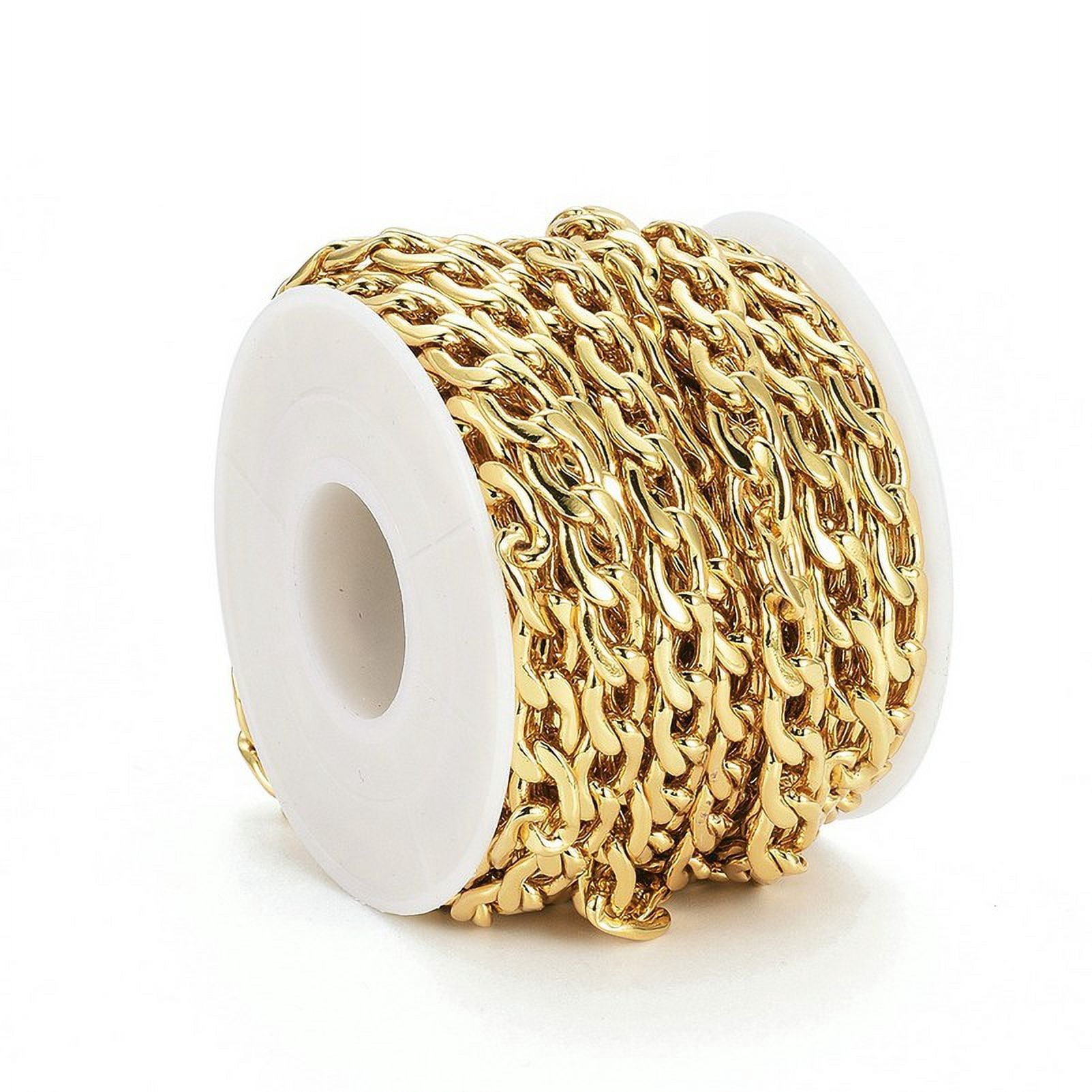 Brass Curb Chains Cuban Link Chains Chunky Chains Soldered Long-Lasting Plated with Spool Real 18K golden Plated 9x6x1.5mm about 16.4 Feet(5m)/roll