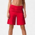 thumbnail image 6 of Dwellite Shorts for Women Low Rise Fold Over Short Wide Leg Yoga Pants Y2K Lounge Palazzo Gauchos Pant Red M, 6 of 7