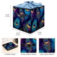 thumbnail image 3 of Peacock Feathers Foldable Toy Box with Handle, 10.8"x10.5"x10.6", Large Capacity Cube Organizer Bins, 3 of 6