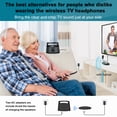 thumbnail image 6 of Simolio Portable Wireless TV Speakers with Voice Highlighting, 100ft Range, Optical/RCA/AUX, Extra Headset & 2 Adapters, Black, SM-621D-W (New), 6 of 7