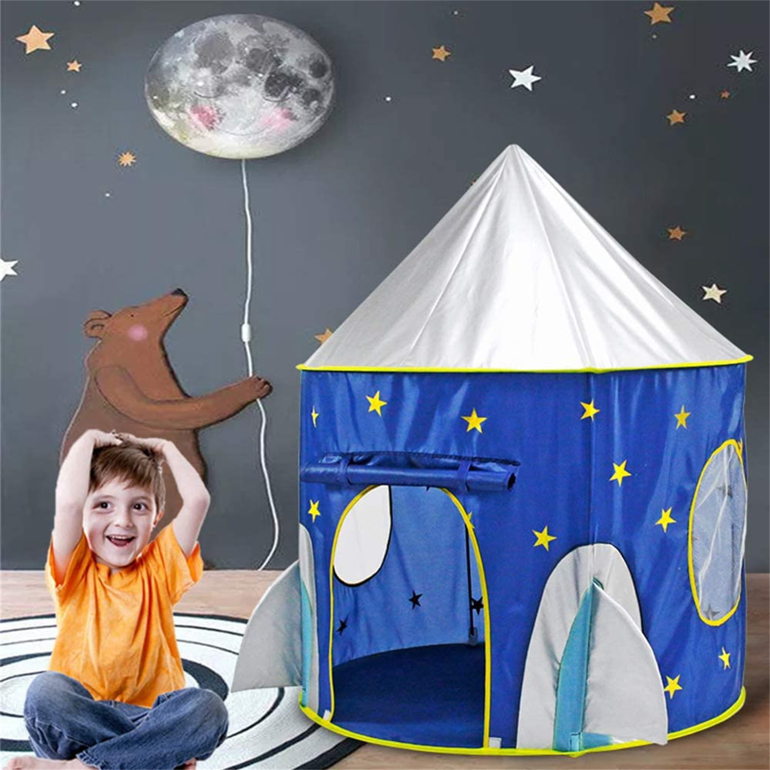 CIPACHO Folding Play Tent, Kids Portable Blue Tent, Girl Princess Castle Fairy Cubby House, Children's Play Tents, Blue