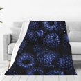 thumbnail image 1 of Balery Blue-Purple Raspberries Manta de Felpa Suave y Acogedora – Cobija de Franela Aterciopelada para Cama, Lavable y Cálida para Sofá, Mascotas, Transpirable-80"x60", 1 of 7