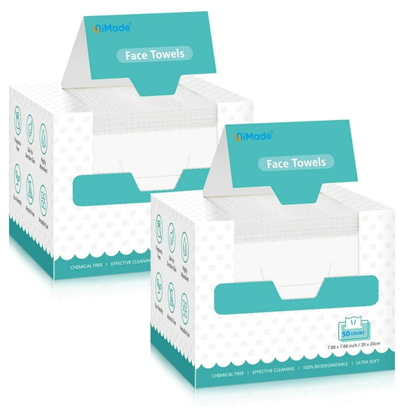 Toallas faciales UNIMADE, 100 unidades, desechables, suaves, 20 x 20 cm