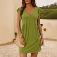 thumbnail image 1 of WILLBEST Vestido De Verano Para Mujer, Vestido De Playa Informal De Verano Para Mujer, Vestido Mini Holgado Con Escote En V Profundo Y Mangas Con Volantes Para Un Estilo Relajado, 1 of 3