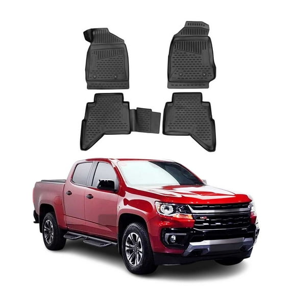 OMAC Floor Mats Liner for Chevrolet Colorado CrewCab 2015-22 TPE All-Weather 4x
