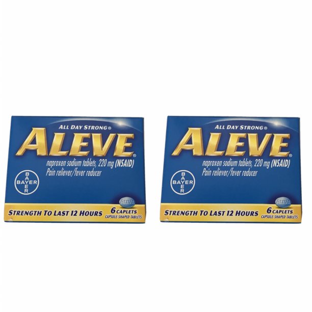ALEVE Naproxen Sodium Tablets, 220 mg ( NSAID), Pain Reliever 6 Caplets