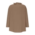 thumbnail image 4 of Bosfbaoi Womens Blouse Ruffled V Neck Button Down Oversized Rolled Long Sleeve Solid Linen-Look Casual Tops for Women, 4 of 6
