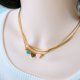 thumbnail image 3 of Collar De Acero De Titanio Tres Rosa Azul Amor Cadena De Hueso De Serpiente Doble Melocotón Corazón Pulsera Geometría Sólida Joyería Niña, 3 of 4