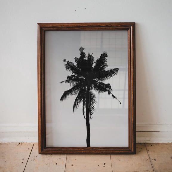 Black And White Palm Tree Poster, Tropical Home Decor, Aesthetic Decor, Botanical Wall Decor, Coastal Home Decor,, Unframed Poster Size 8x12