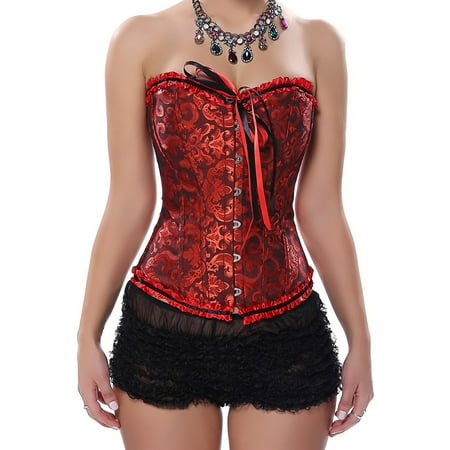 

SAYFUT Women s Fashion Jacquard Pattern Lace Body Shaper Waist Training Overbust Corset Bustier Size S-6XL
