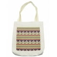 thumbnail image 1 of Aztec Tote Bag, Bohemian Composition of Crescent Stars and Feathers, Cloth Linen Reusable Bag for Shopping Books Beach and More, 16.5" X 14", Cream, by Ambesonne, 1 of 2