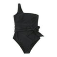 thumbnail image 2 of WREESH Women With Chest Pad Without Underwire One-Shoulder Lace-Up Swimsuit, 2 of 5