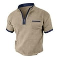 thumbnail image 2 of Kalauyu Men's Short Sleeve Waffle Shirts Quarter-Zip Casual Mock Neck Basic Designed Cotton Shirts Summer Tops, 2 of 5