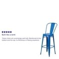 thumbnail image 2 of Commercial Grade 4 Pack 30" High Blue Metal Indoor-Outdoor Barstool with Back, 2 of 9