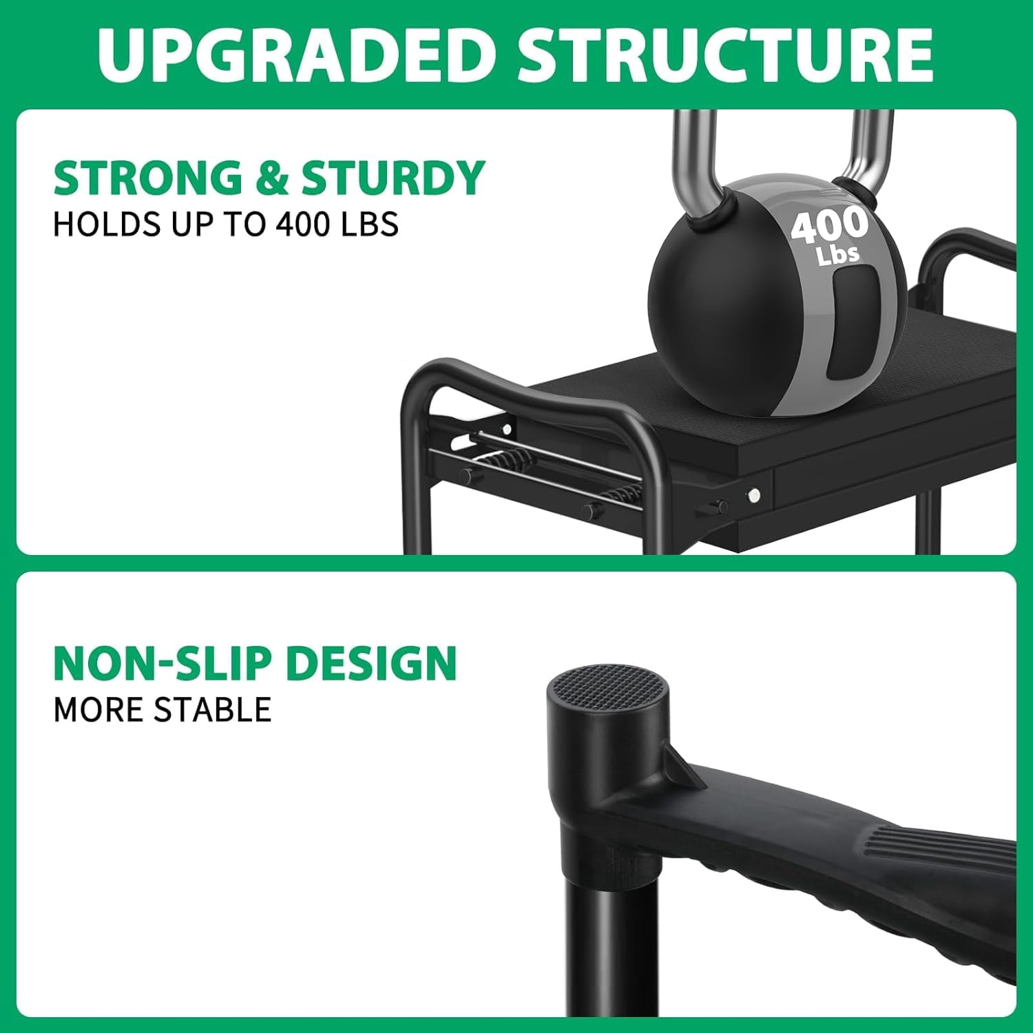 Garden Kneeler and Seat 10.64” Wider Larger Soft Kneeling Pad Garden Bench with 2 Large Tool Pouches Heavy Duty Garden Stool Foldable Tools Gardening Gifts for Women Men Gardeners