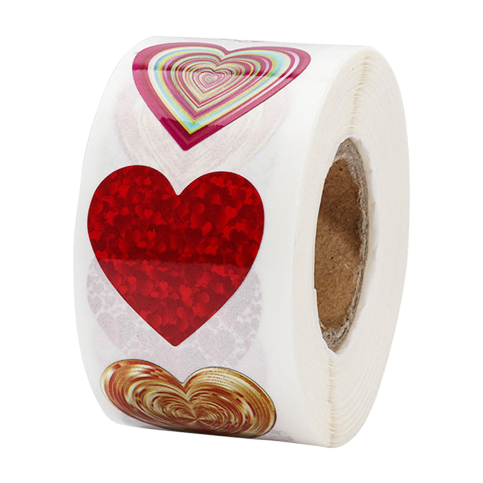 Milageto 2xValentines Day Stickers 500 Pieces Heart Stickers 1 Roll for Kids Adults Scrapbooking Envelopes Festival Invitation Cards , Waterproof, 4 Pcs